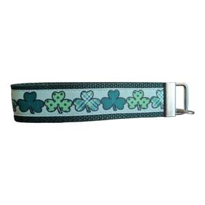 Shamrock Clover Keychain Wristlet Handmade Key FOB‎ Irish St Patricks Day Lucky